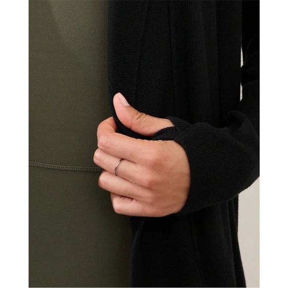 Athleta Presence Cocoon Wrap‎ Sweater | Black Ribbed | Size Small - Picture 3 of 12